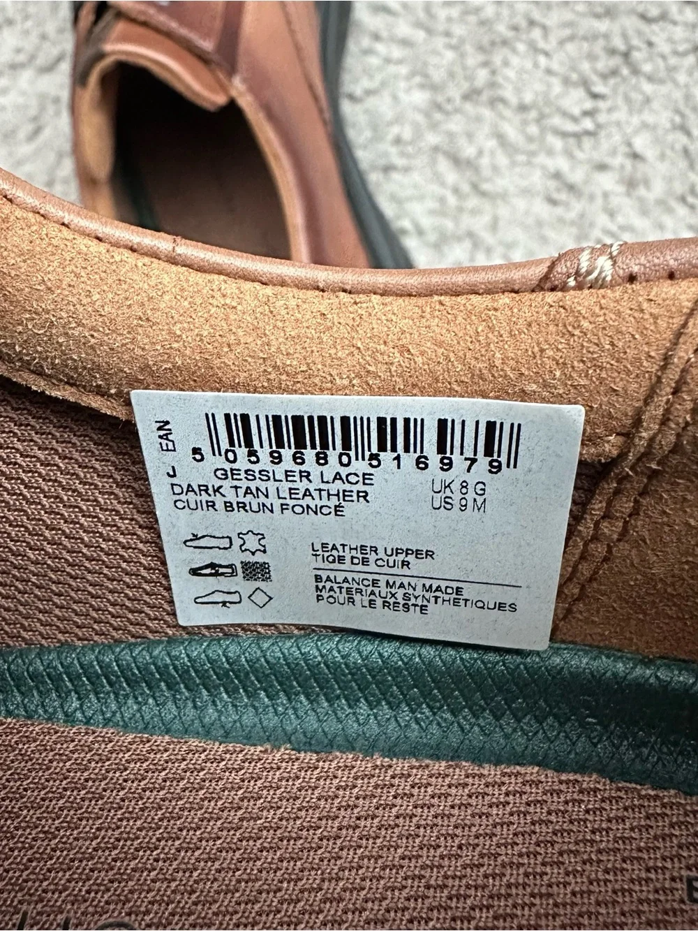 Clarks Gessler Lace-Up Derby Dark tan Leather Mens 9